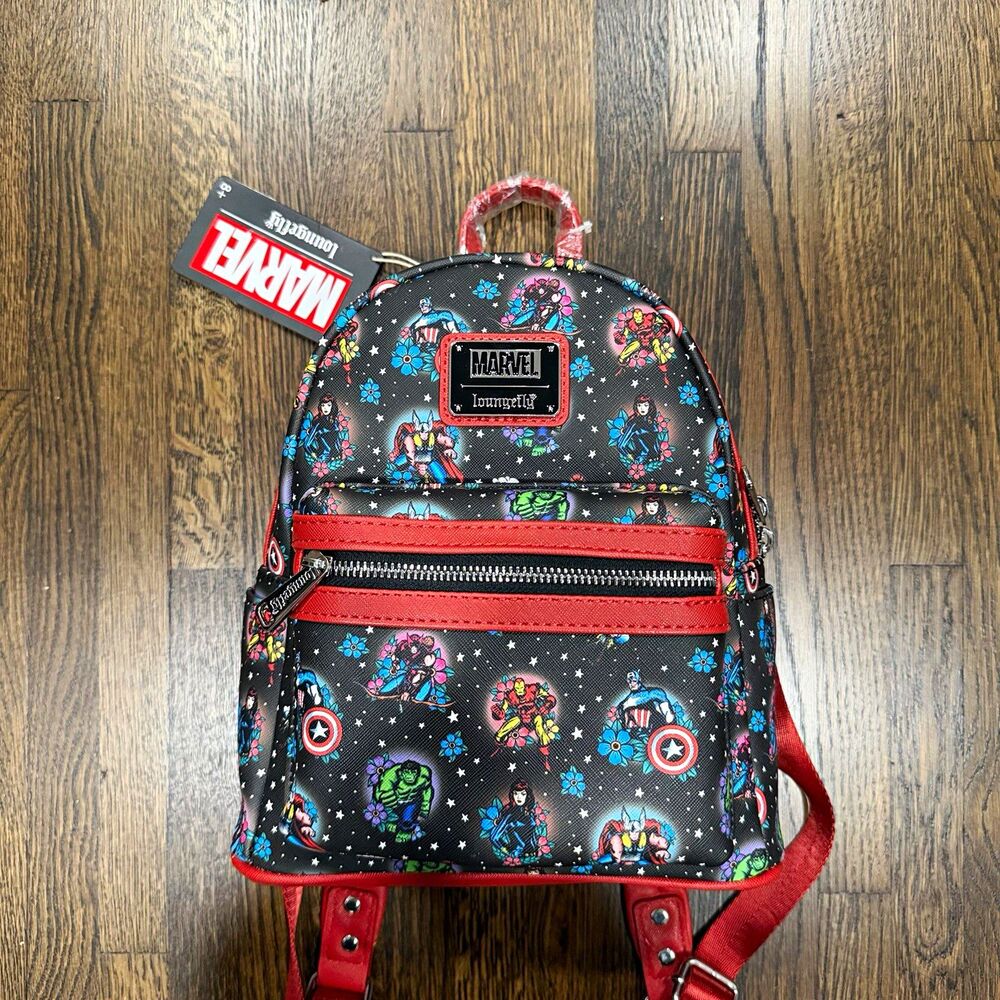 loungefly marvel avengers tattoo graphic print mini backpack